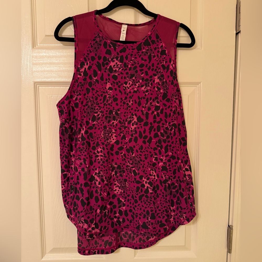 Lululemon Athletica Magenta Leopard Print Blouse